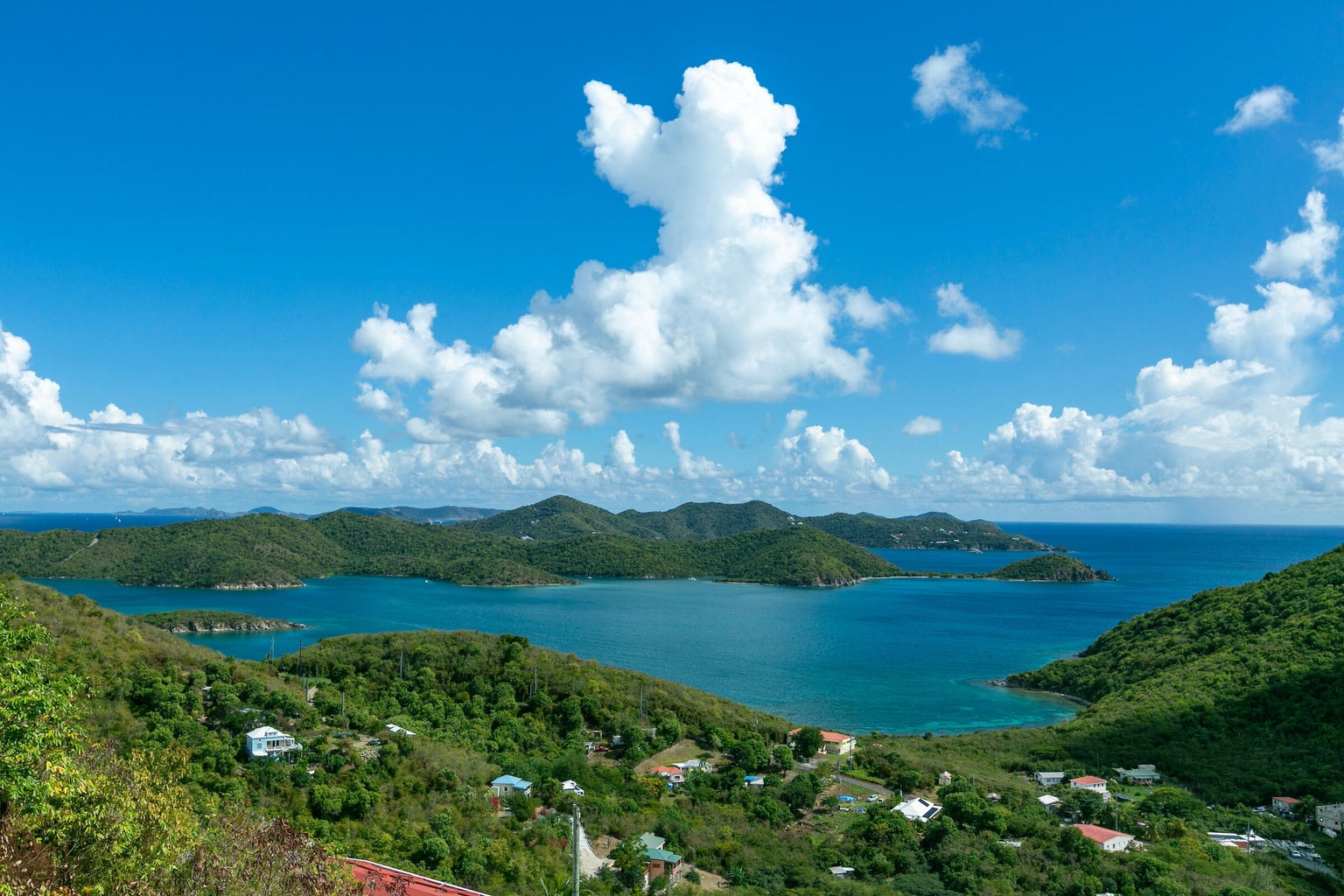Panoramic bay and island view from St. John